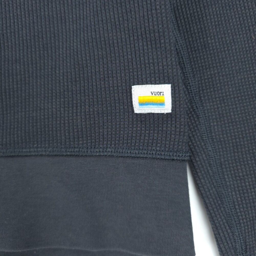 VUORI Waffle Hoodie Navy Long Sleeve Pullover Athleisure Minimal Sporty Beachy - Picture 4 of 11
